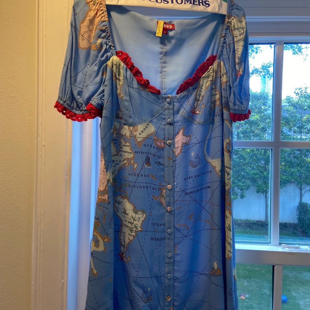 Staud Map-Print Mini Dress